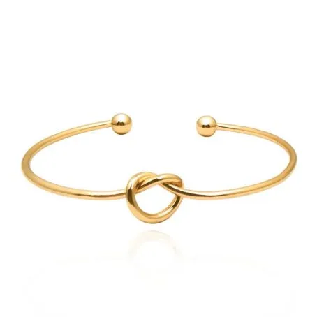 Bracelet jonc noeud en acier inoxydable doré