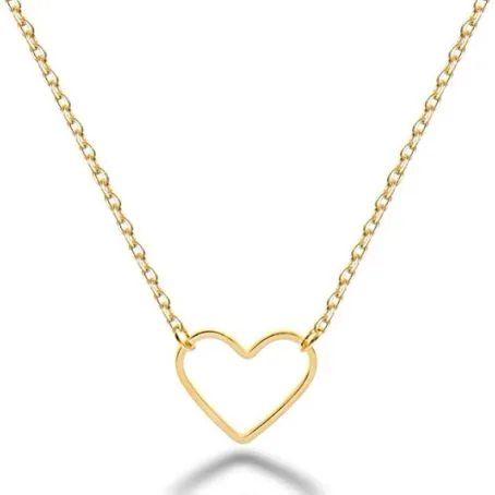 Collier coeur doré en acier inoxydable