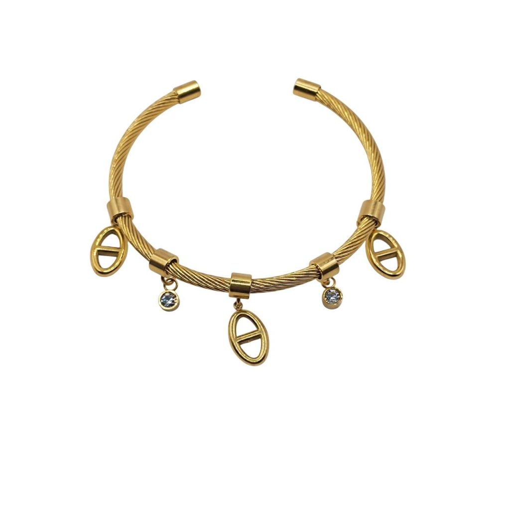 Bracelet jonc breloque Dalia doré