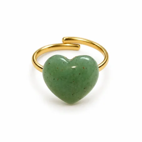 Bague coeur pierre naturelle vert