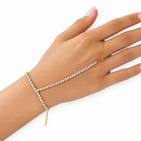 Chaine de main avec strass Stella en acier inoxydable